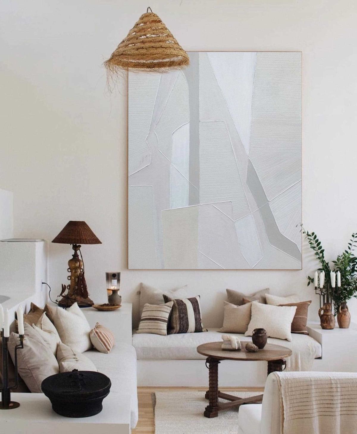 Textured Monochrome Geometric Painting