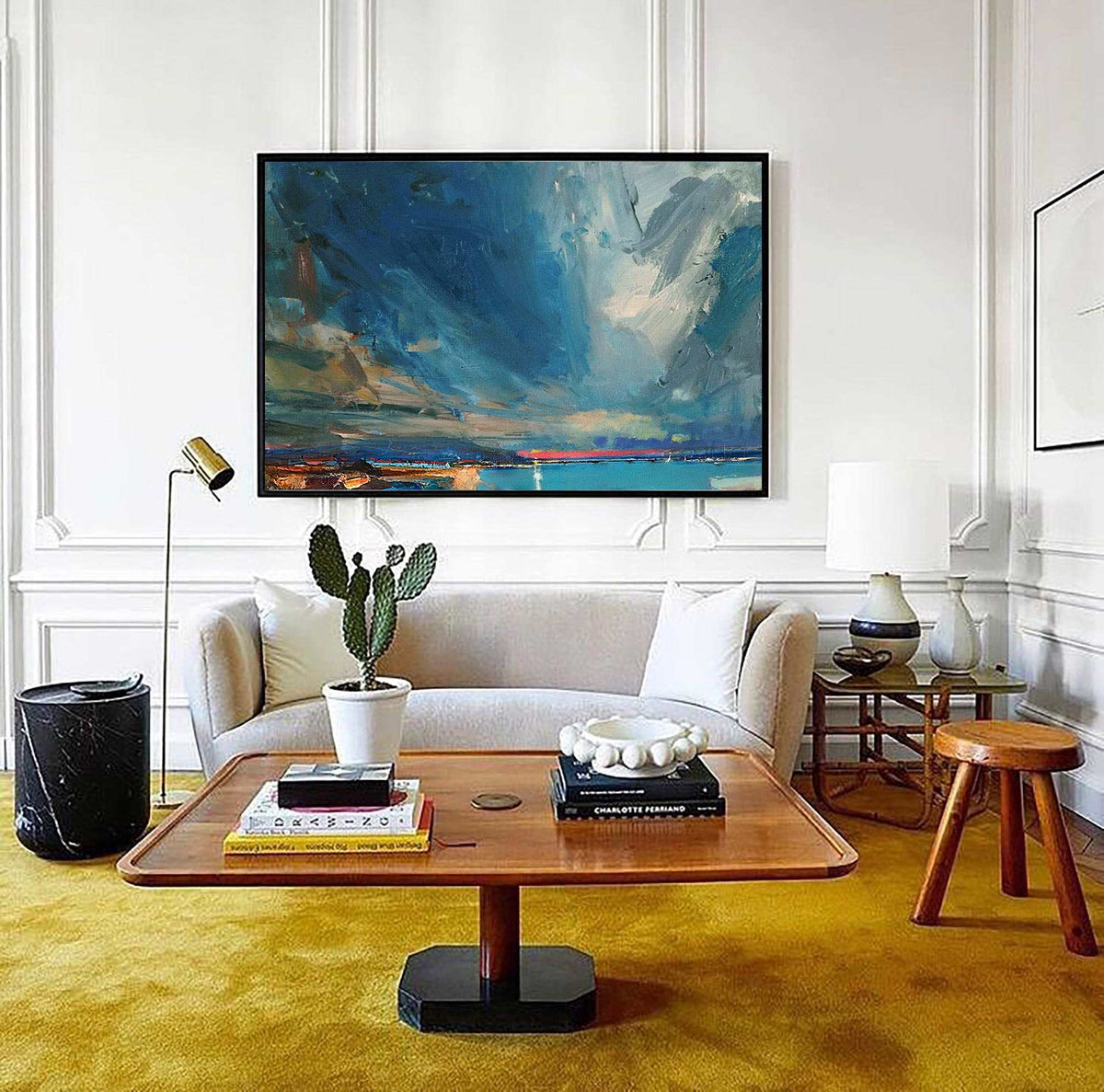 Stormy Coastal Sunset Abstract Painting