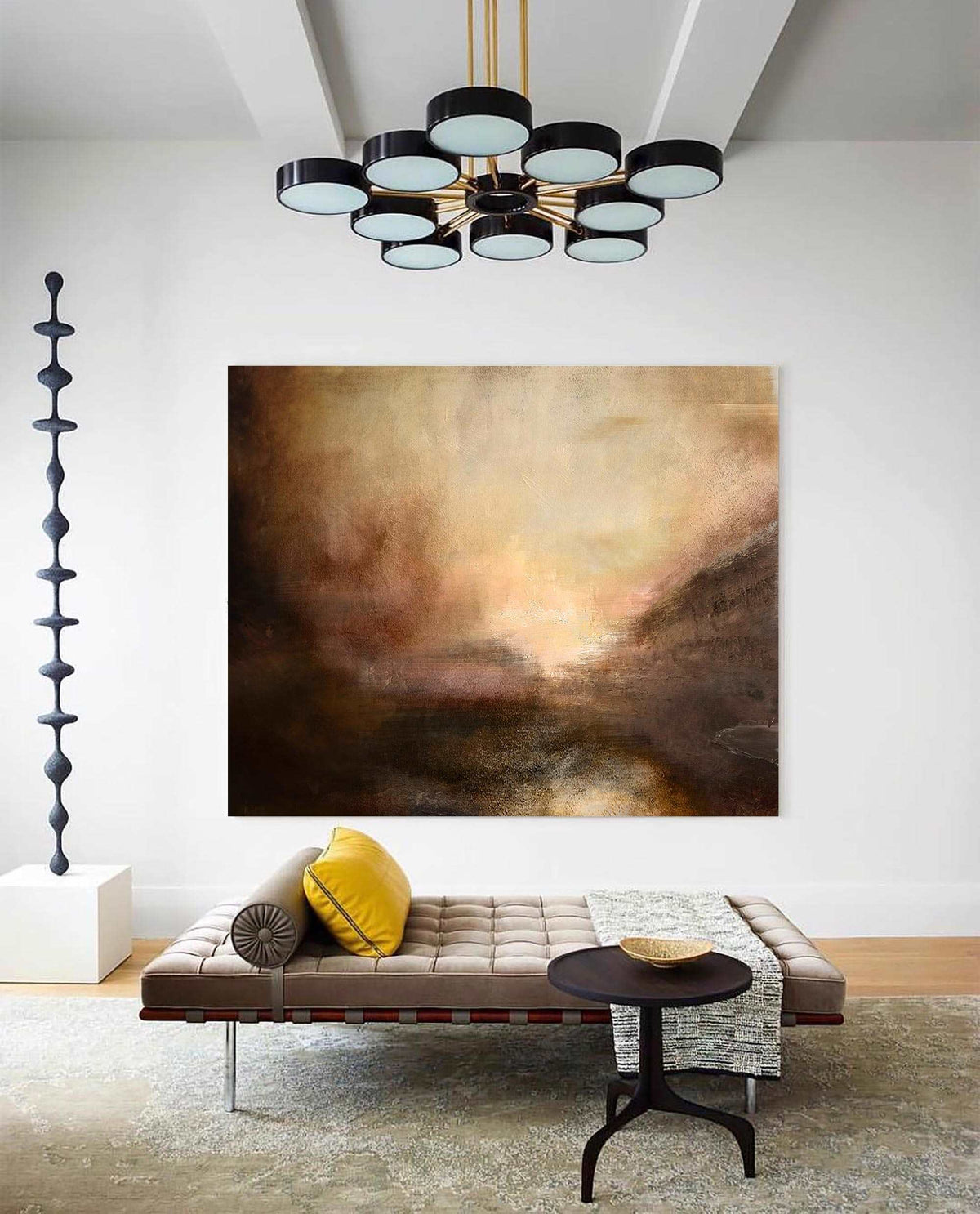 Serene Warm Tonal Seascape Abstract Oil Painting
