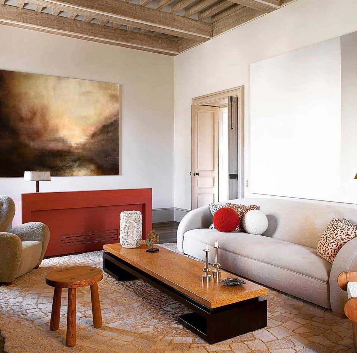Serene Warm Tonal Seascape Abstract Oil Painting