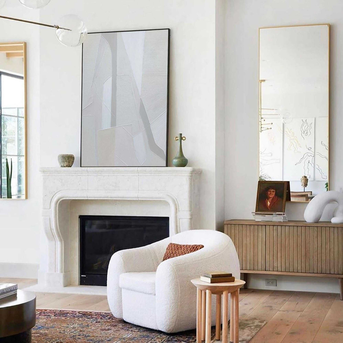 Textured Monochrome Geometric Painting