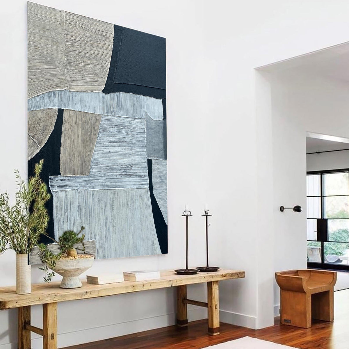 Textured Neutral Geometric Abstract Painting