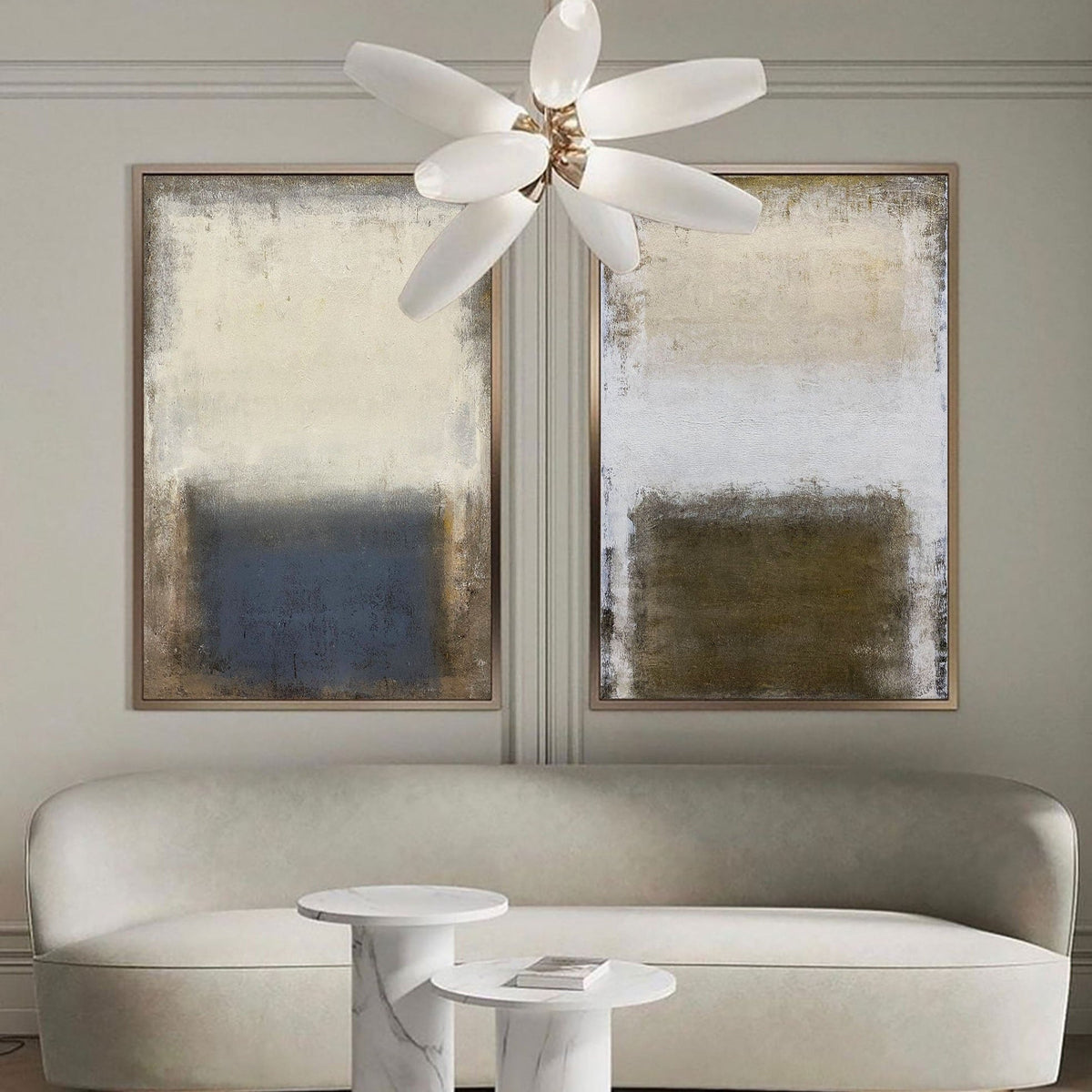 Neutral Abstract Diptych Wall Art Set