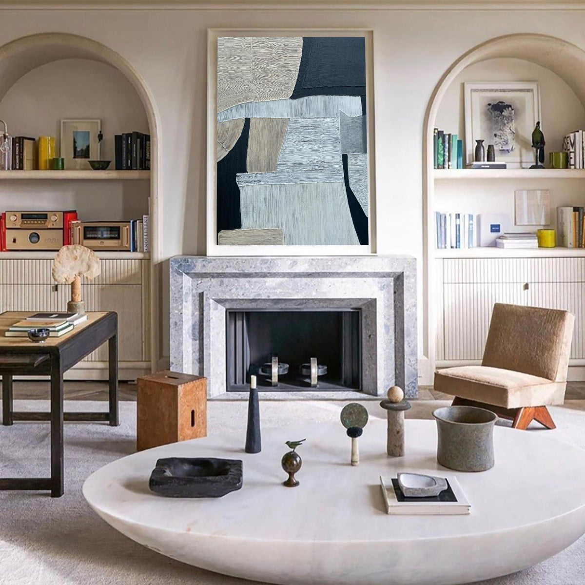 Textured Neutral Geometric Abstract Painting