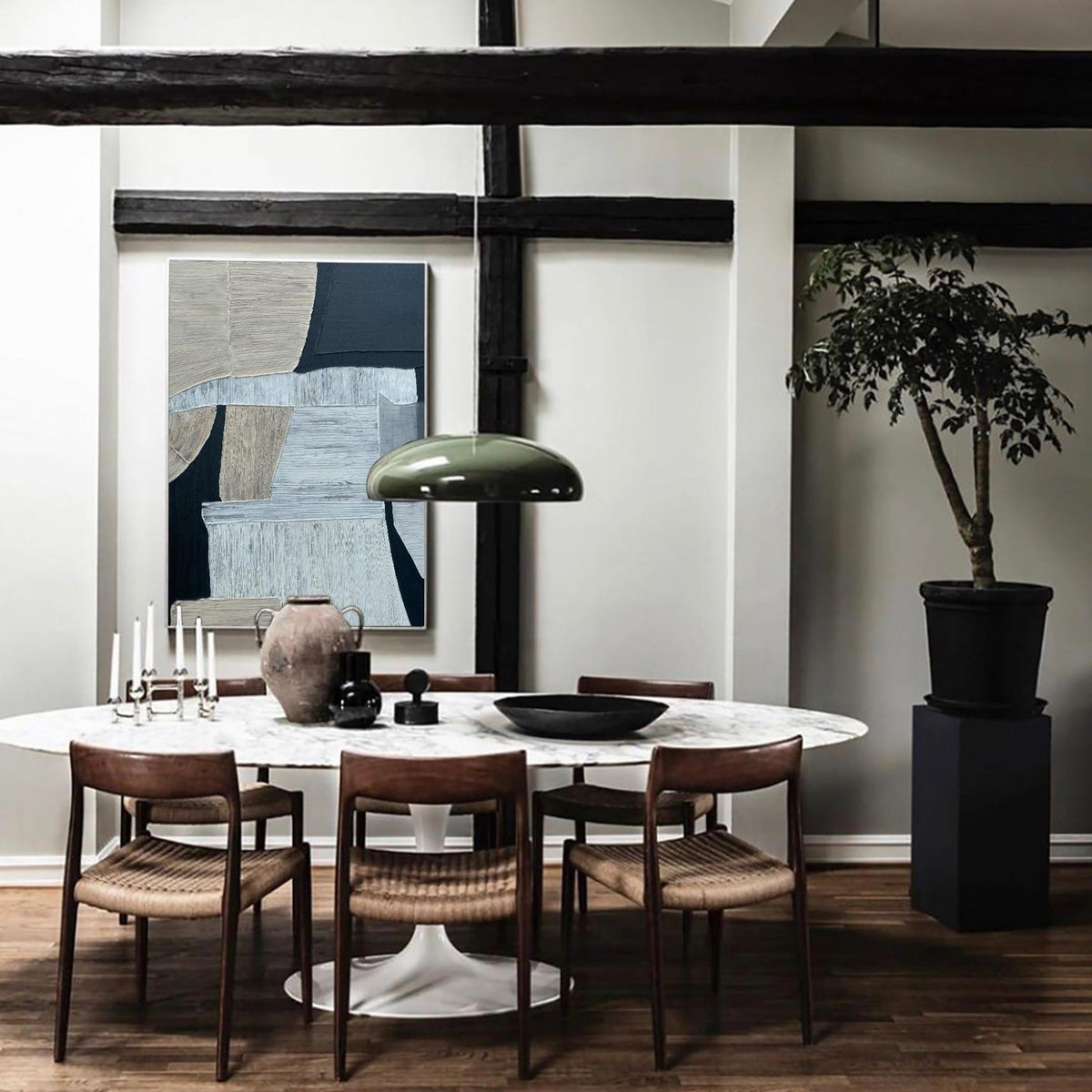 Textured Neutral Geometric Abstract Painting