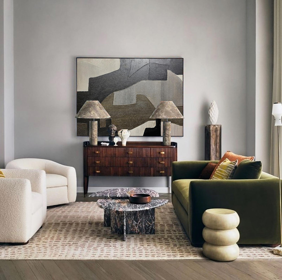 Wabi-Sabi Neutral Geometric Abstract Wall Art