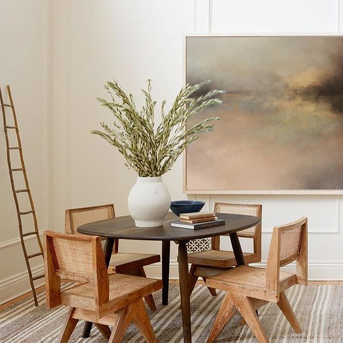 Blush Neutral Abstract Landscape Oil Painting