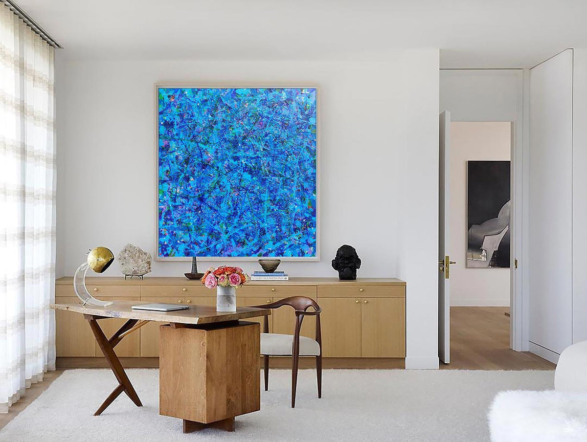 Vibrant Blue Expressionist Oil Painting Square