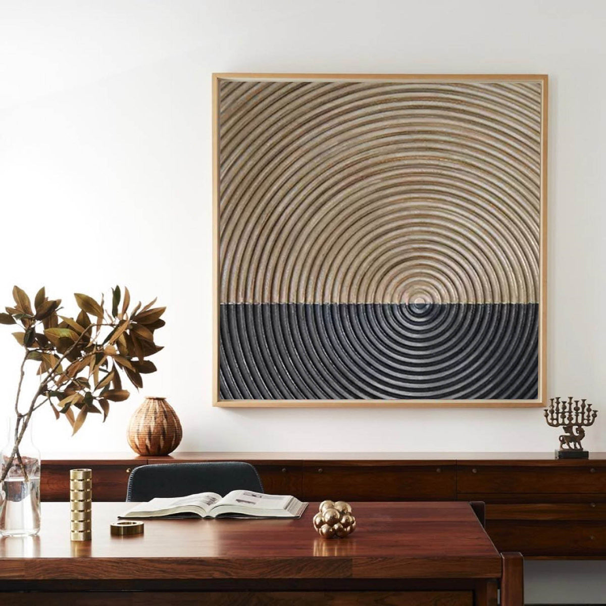 Minimalist 3D Textured Concentric Circles Wall Art