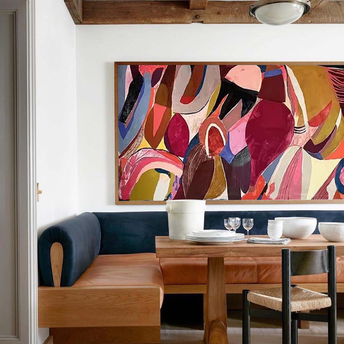 Abstract Expressionist Painting Bold Organic Shapes Pink