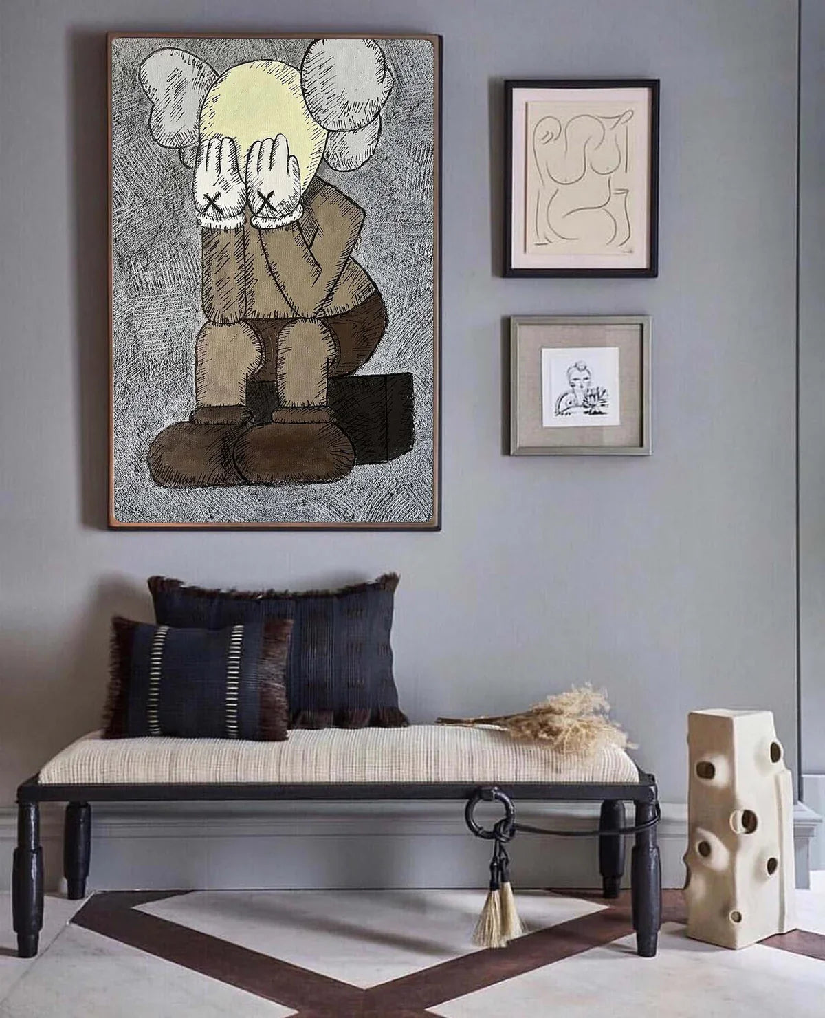 KAWS Companion Figure Sketch-Style Art Painting
