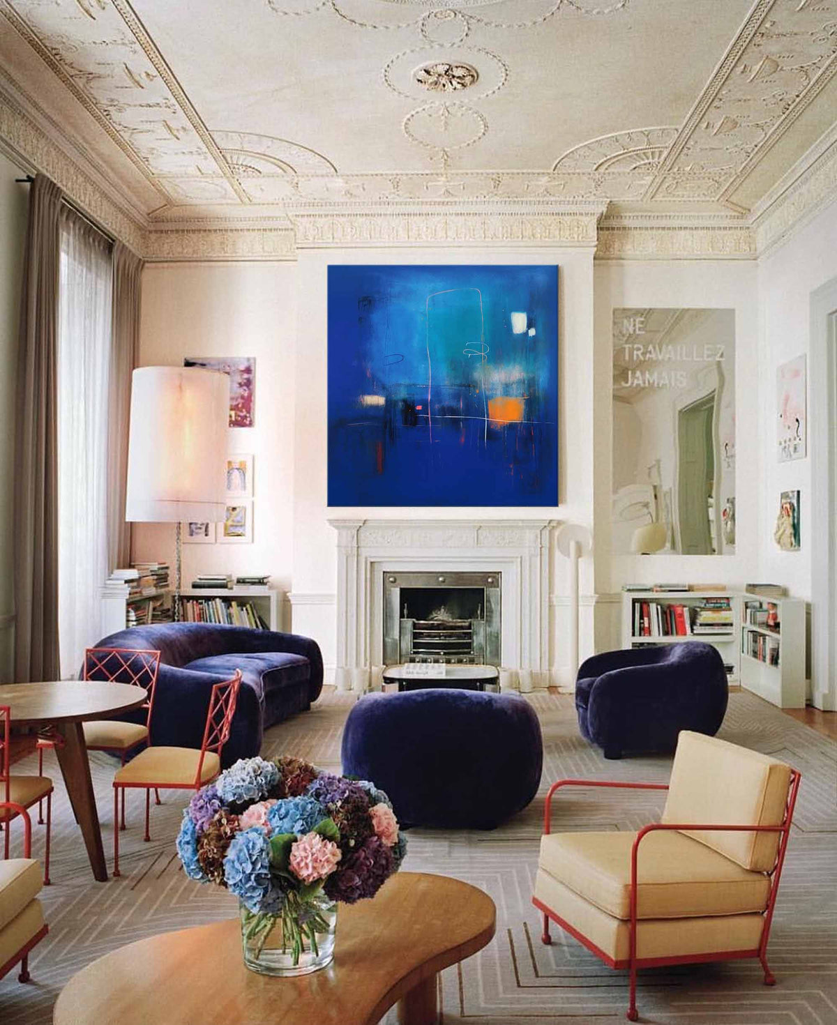 Modern Blue Abstract Canvas Oil Painting