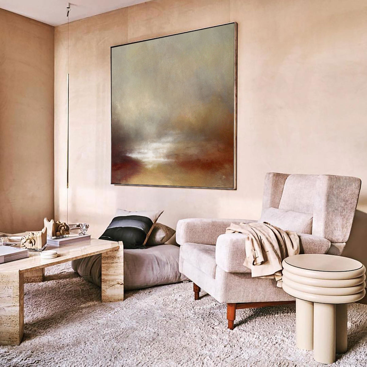 Wabi-Sabi Neutral Landscape Abstract Oil Painting