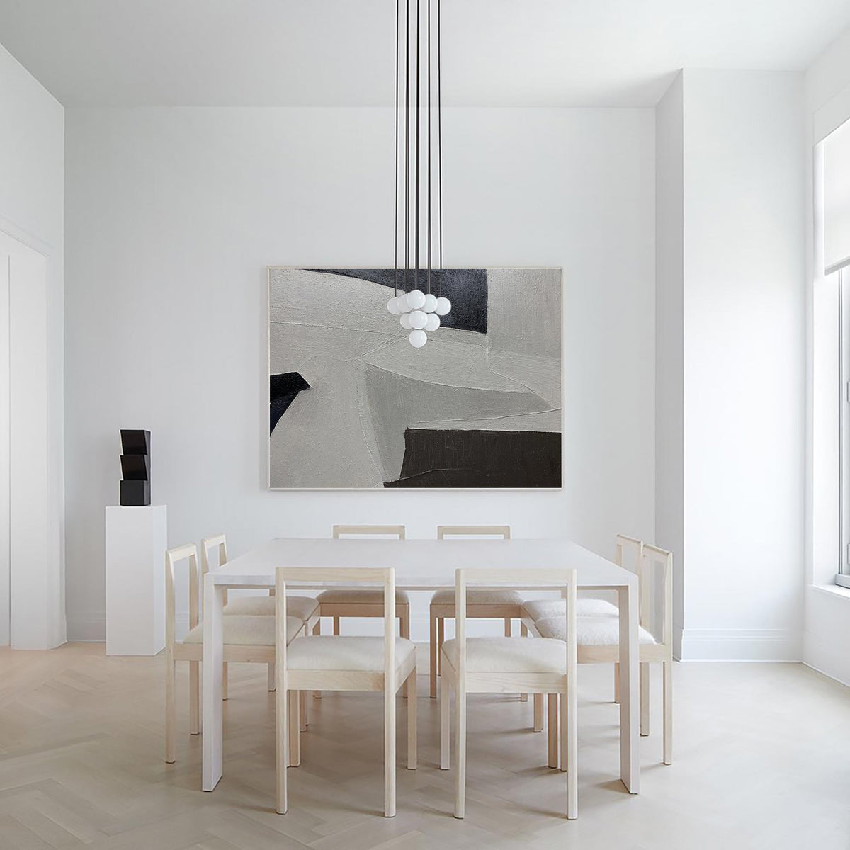 Minimalist Neutral Geometric Abstract Oil Painting