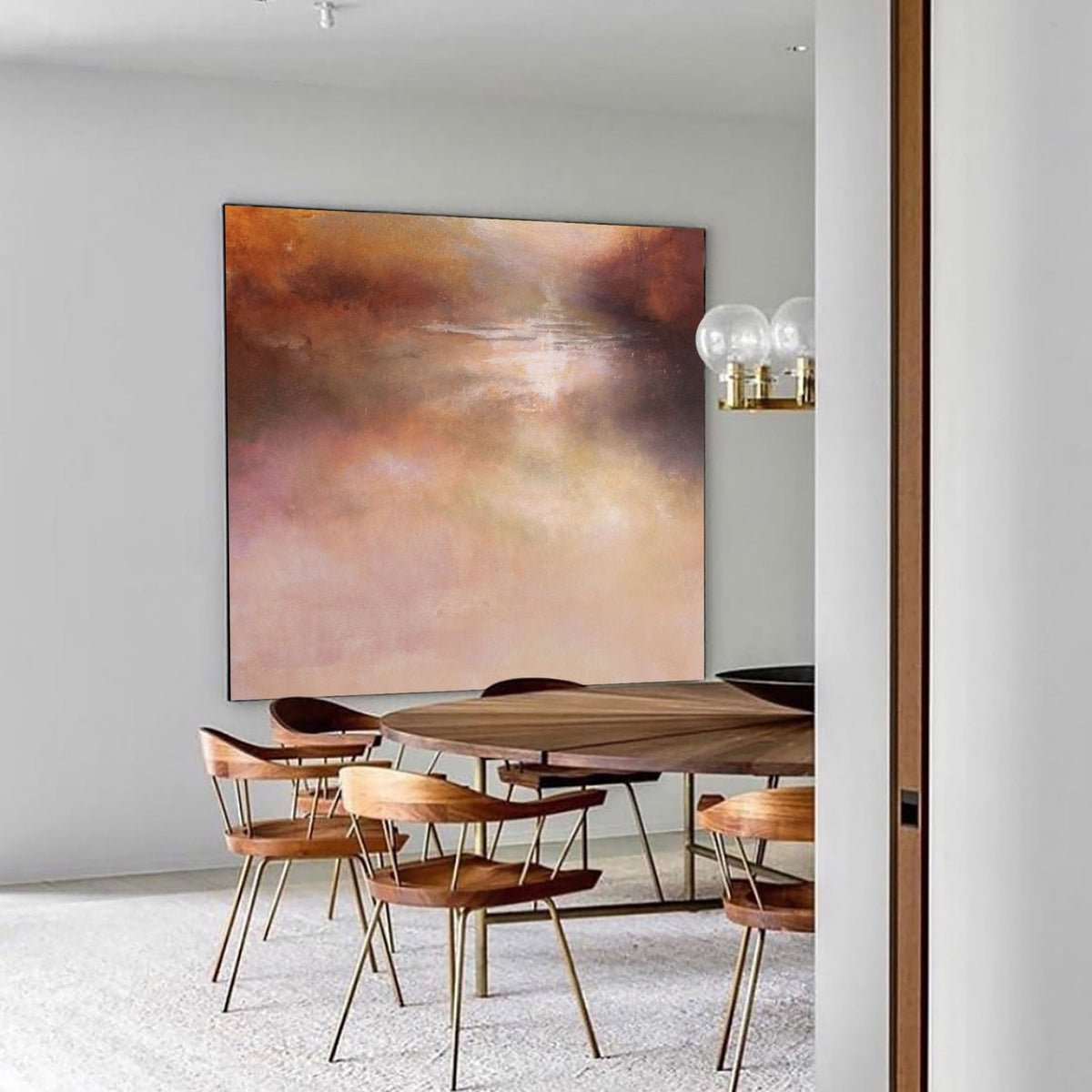 Blush Terracotta Landscape Oil Painting