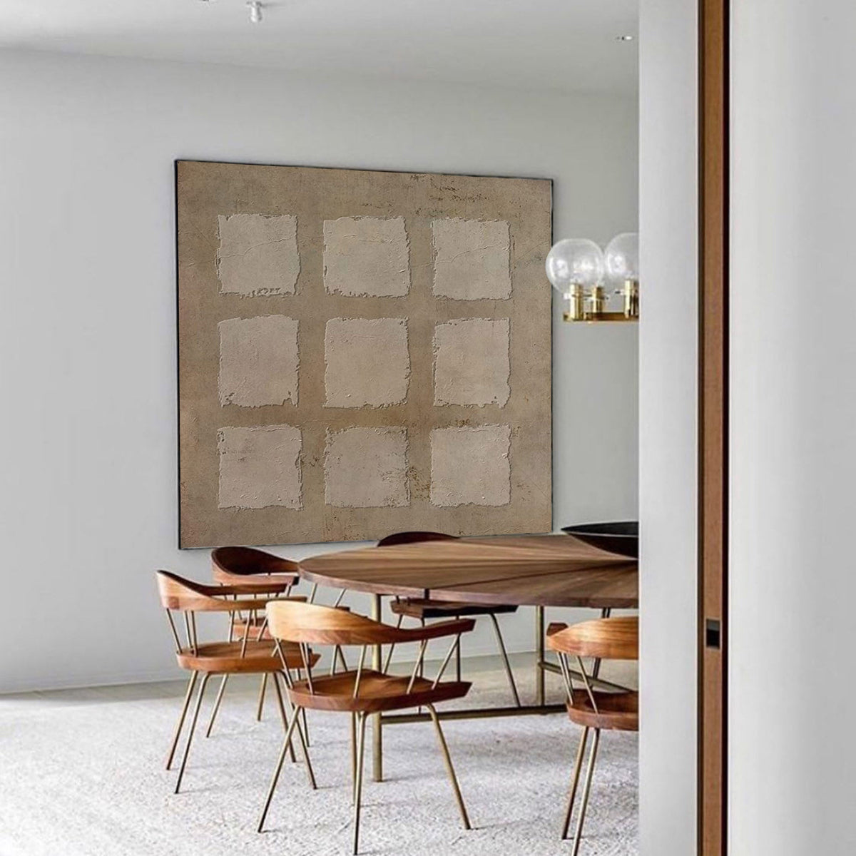 Wabi-Sabi Wall Art Minimalist Grid Texture Painting