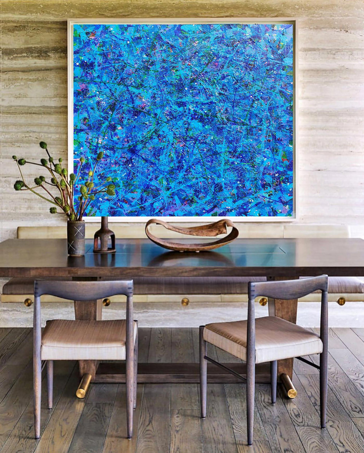Vibrant Blue Expressionist Oil Painting Square