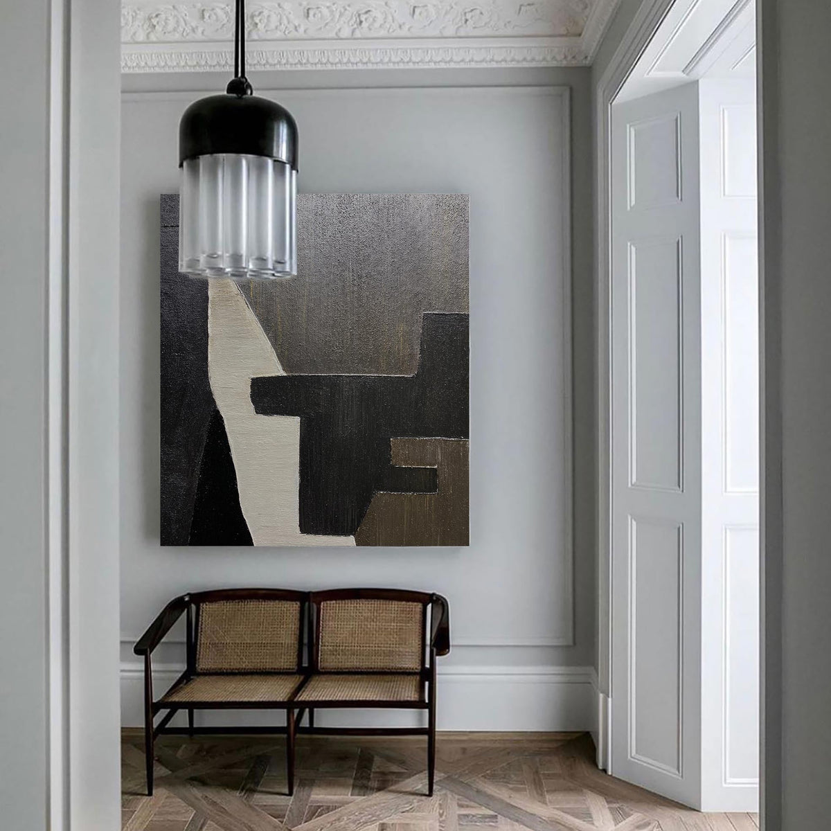 Minimalist Monochrome Geometric Abstract Painting