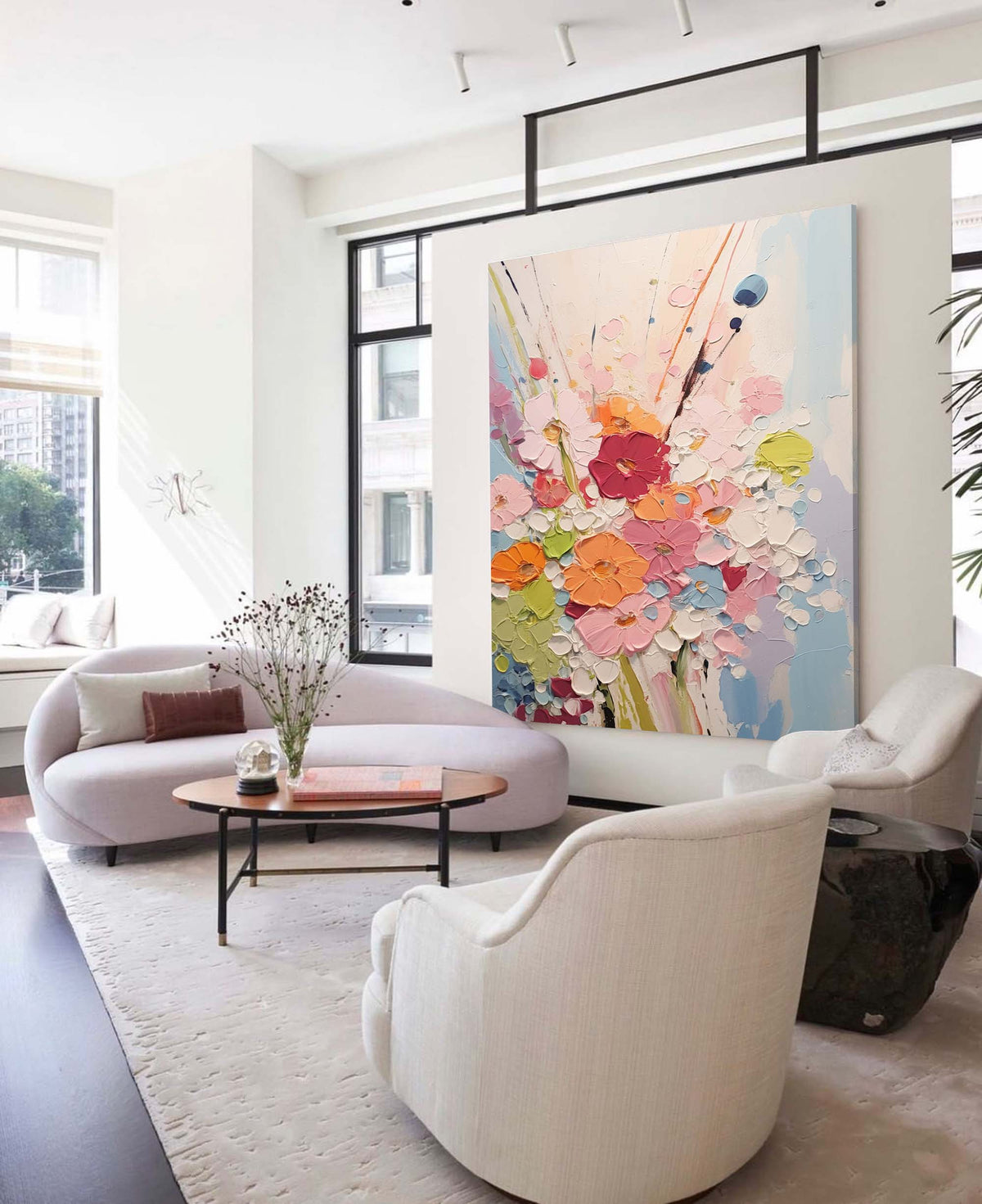 Impasto Textured Wildflower Bouquet Painting