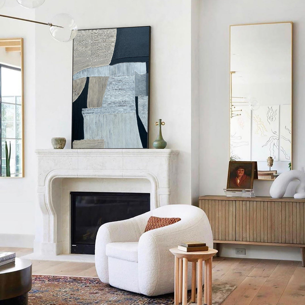 Textured Neutral Geometric Abstract Painting