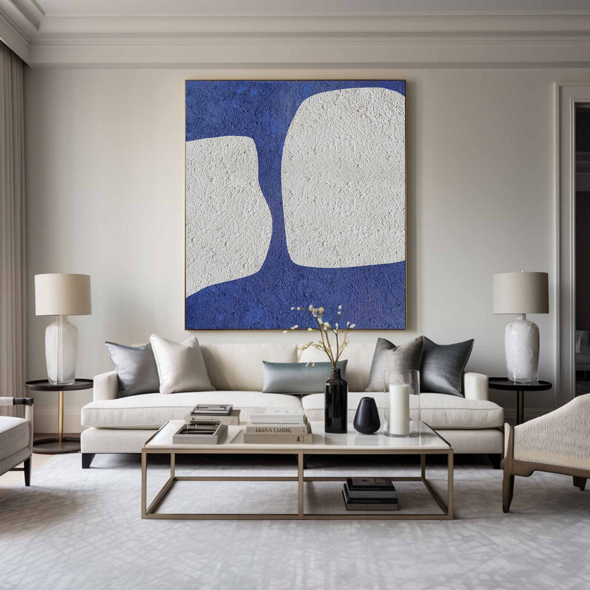 Textured Cobalt Blue Abstract Painting