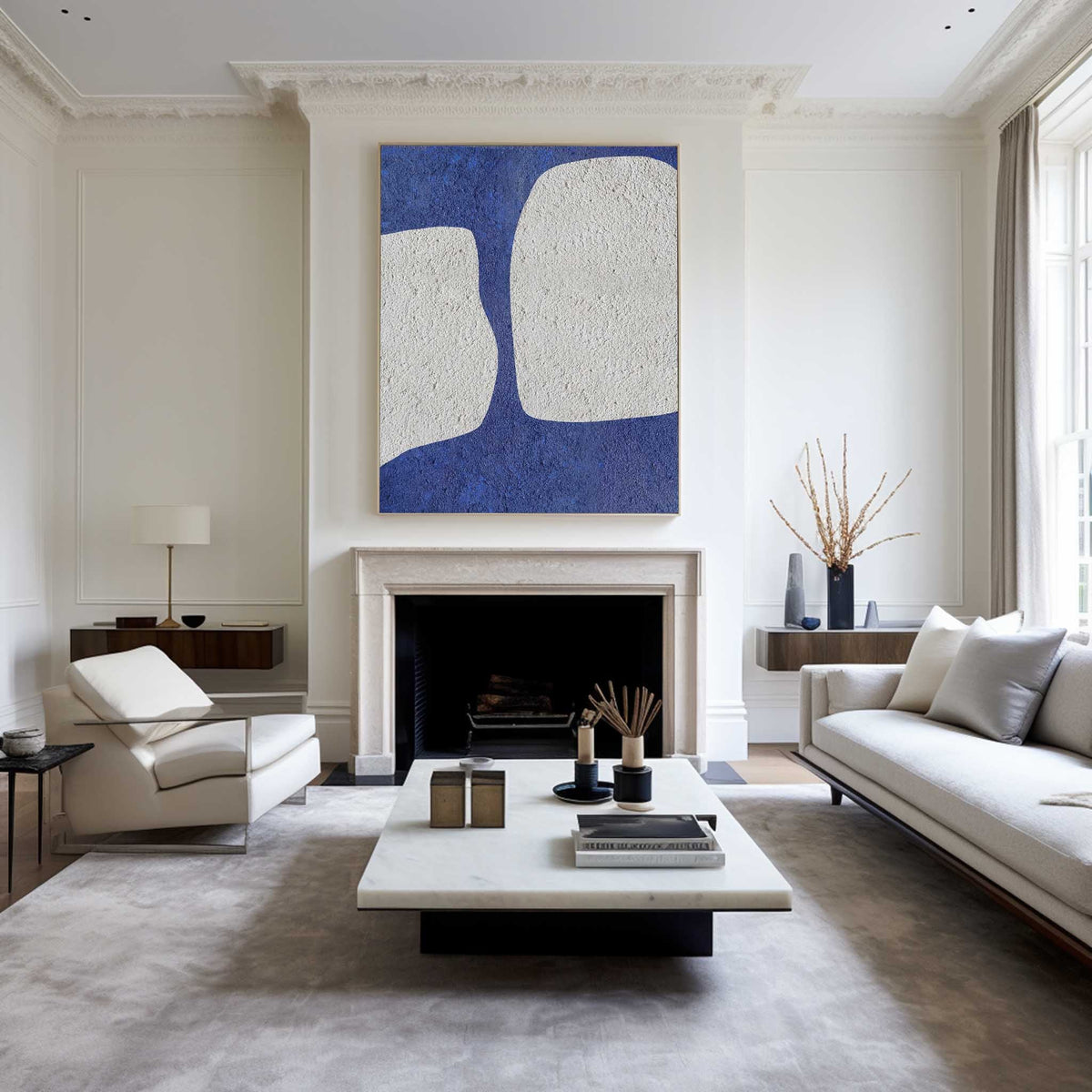 Textured Cobalt Blue Abstract Painting