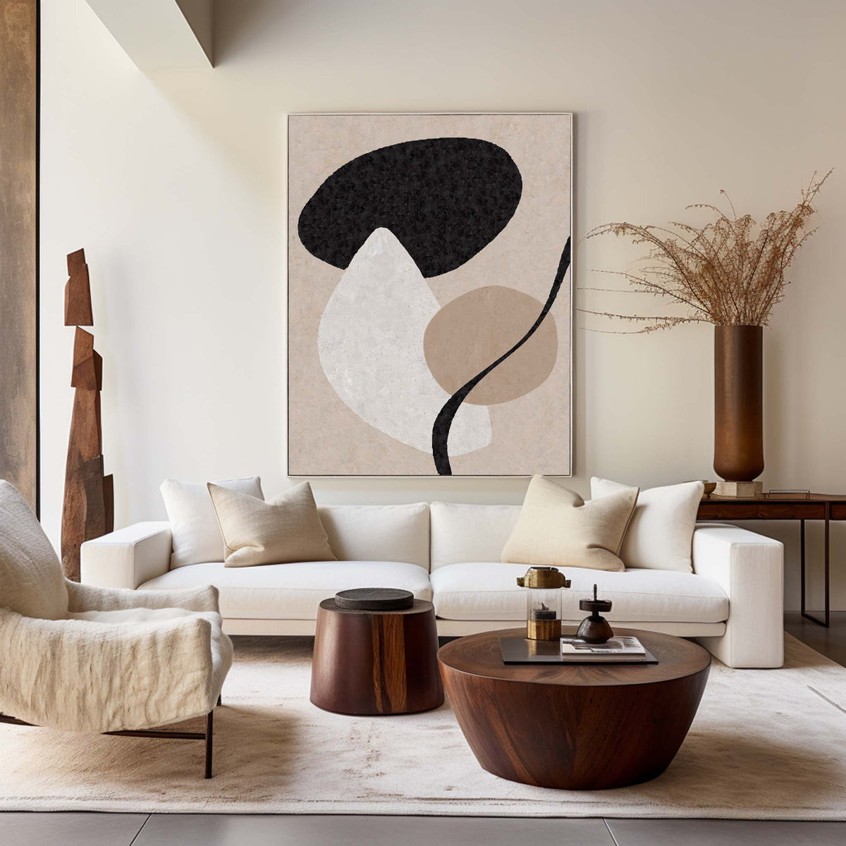 Beige Organic Abstract Minimalist Painting