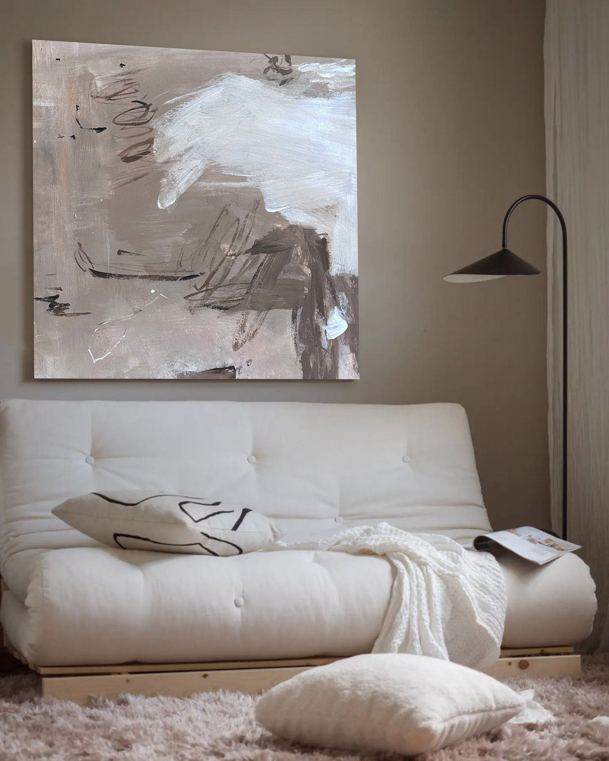 Wall Art Neutral Abstract Line Sketch Texture Modern Minimalist Living Room