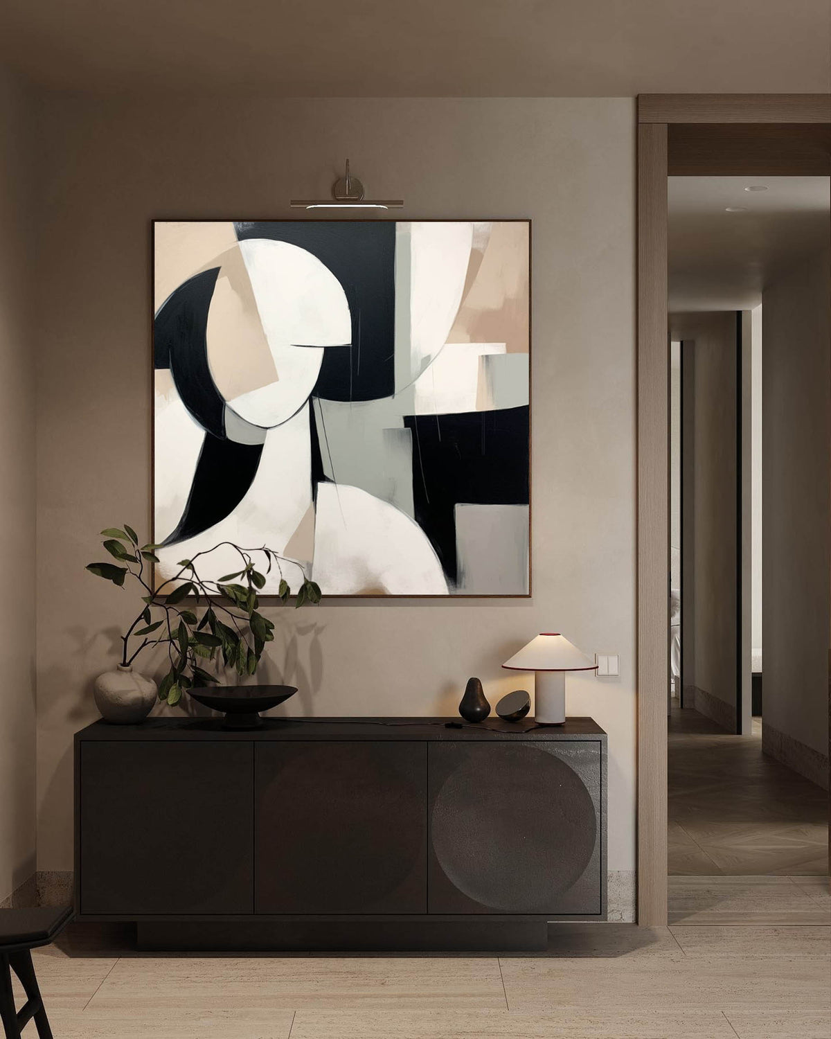 Modern Female Portrait Painting Minimalist Geometric