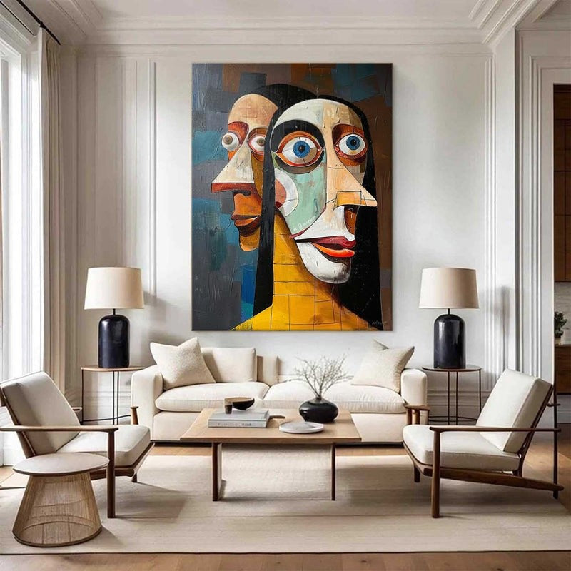 Wall Art Vertical Cubist Double Portrait