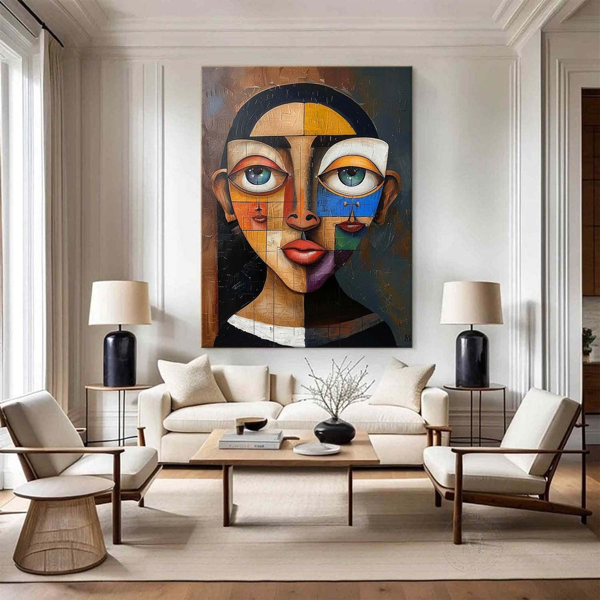 Wall Art Vertical Cubist Portrait Geometric