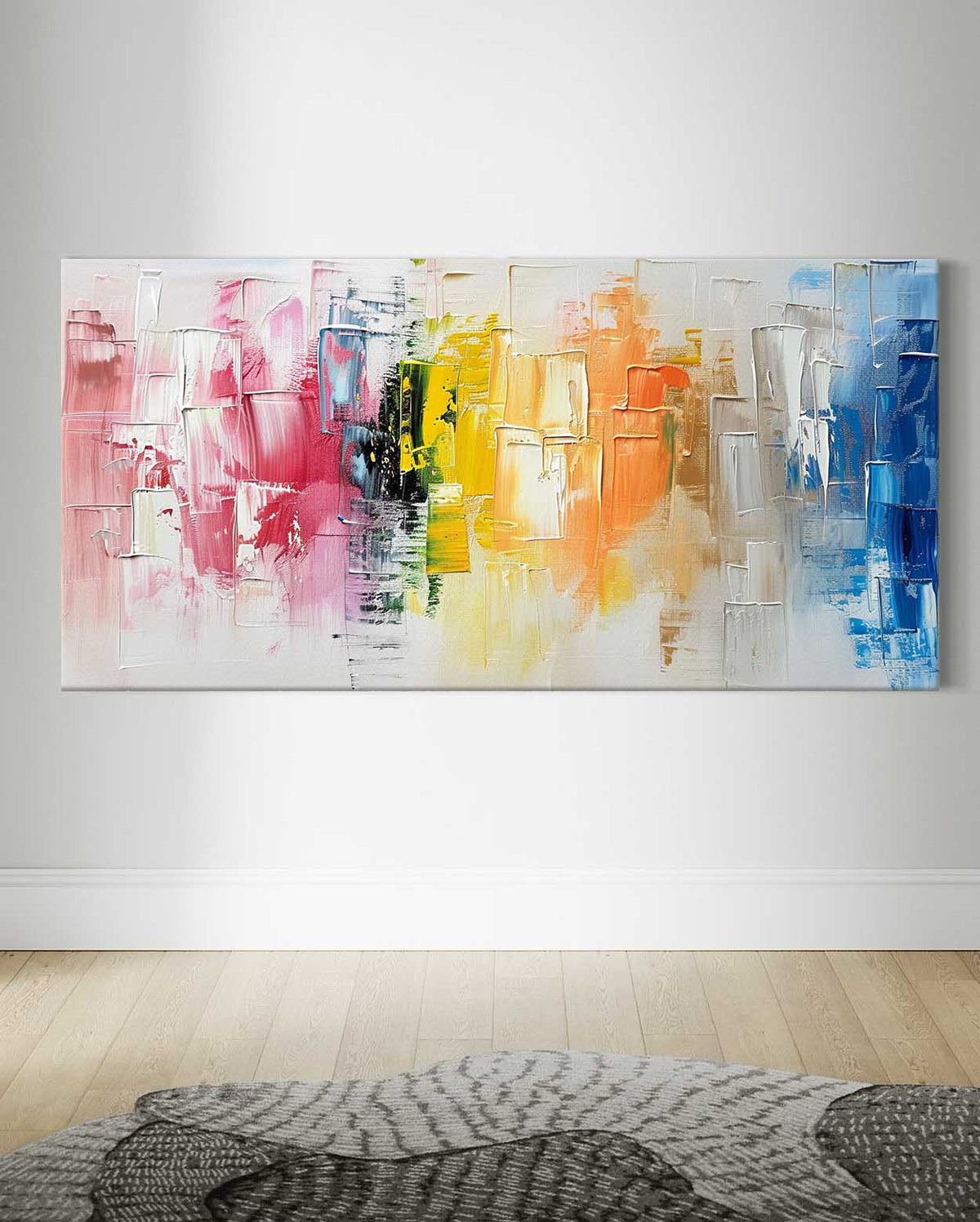 Vibrant Color Block Abstract Oil Painting