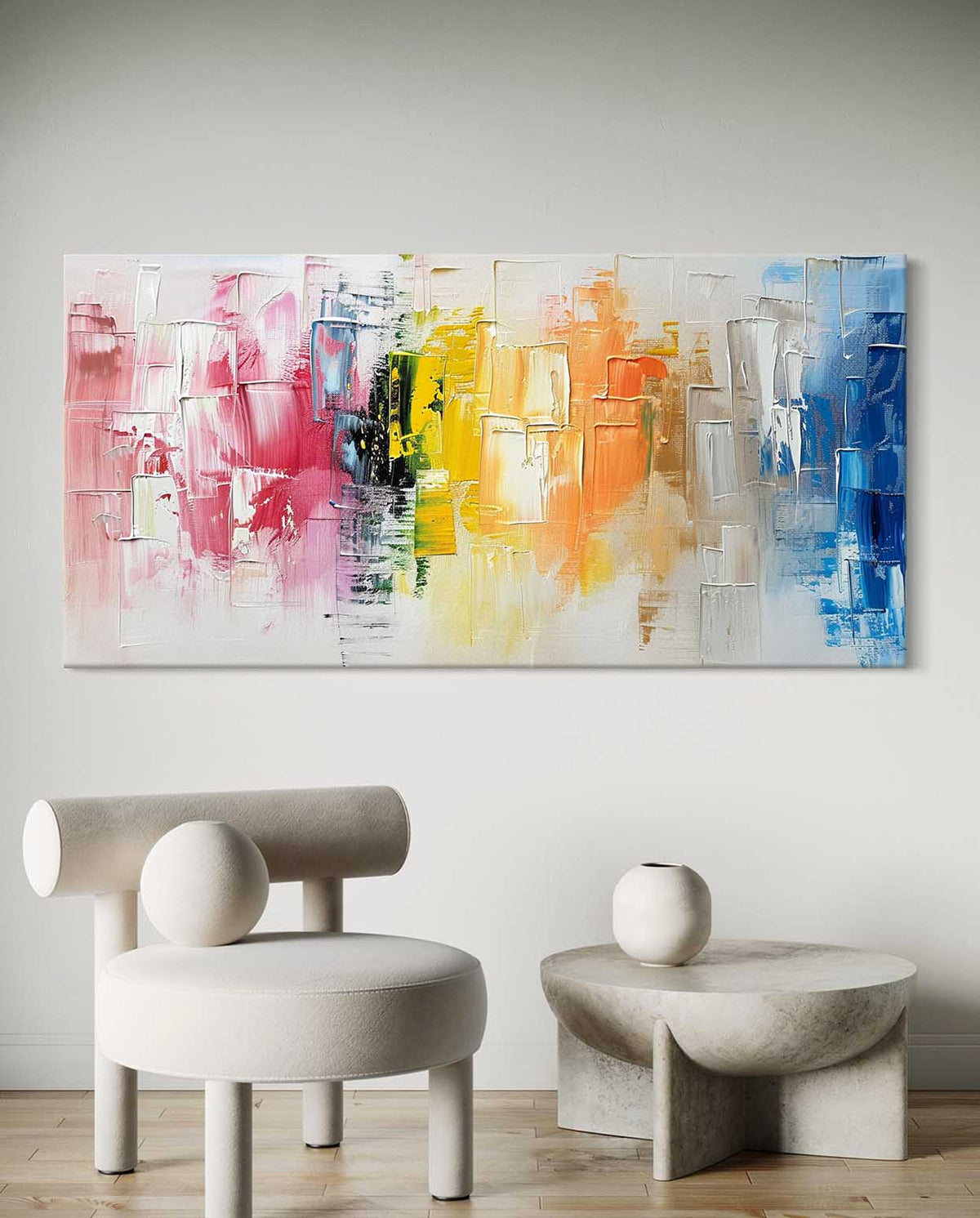 Vibrant Color Block Abstract Oil Painting