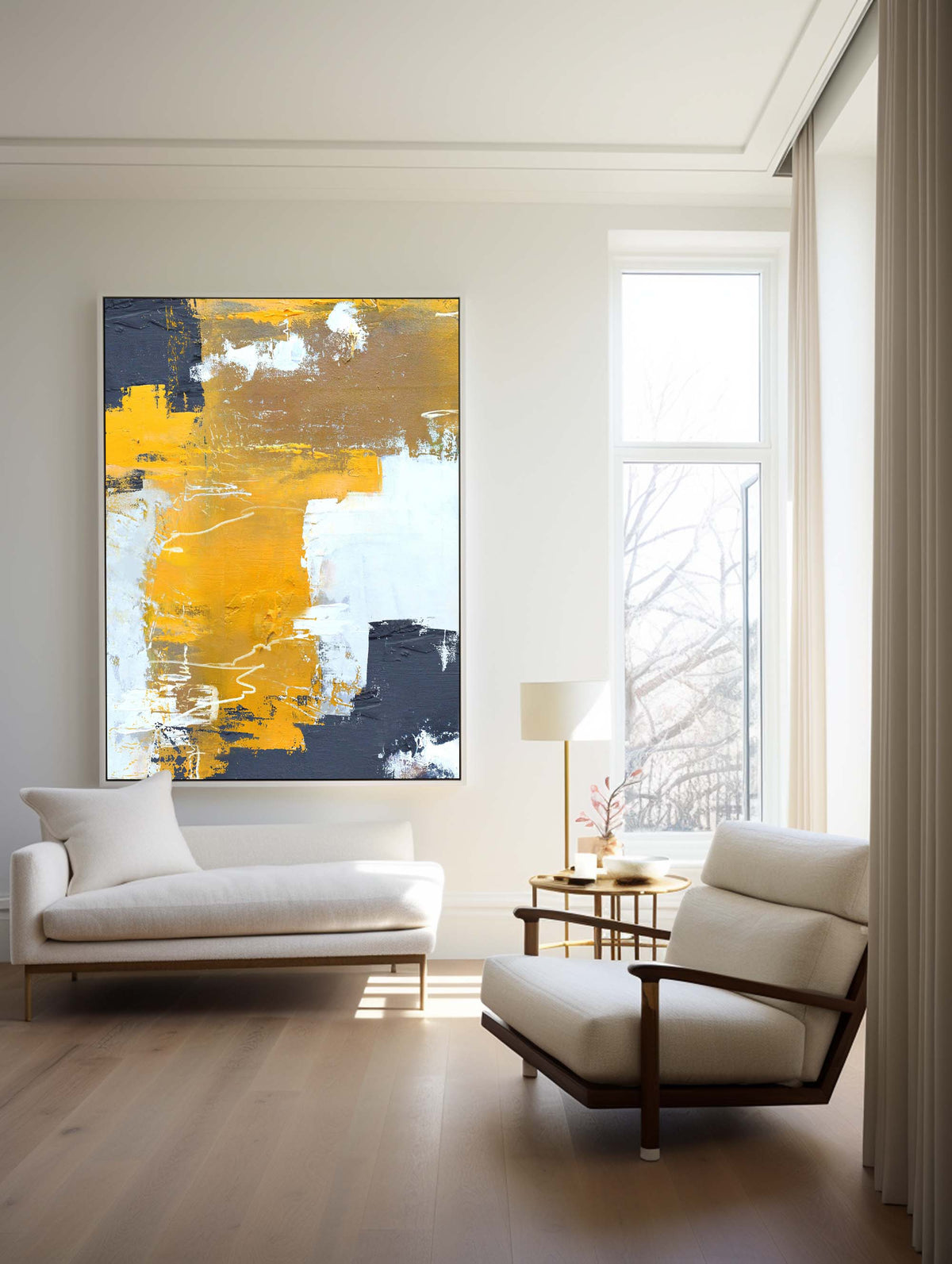 Mustard Yellow Black Abstract