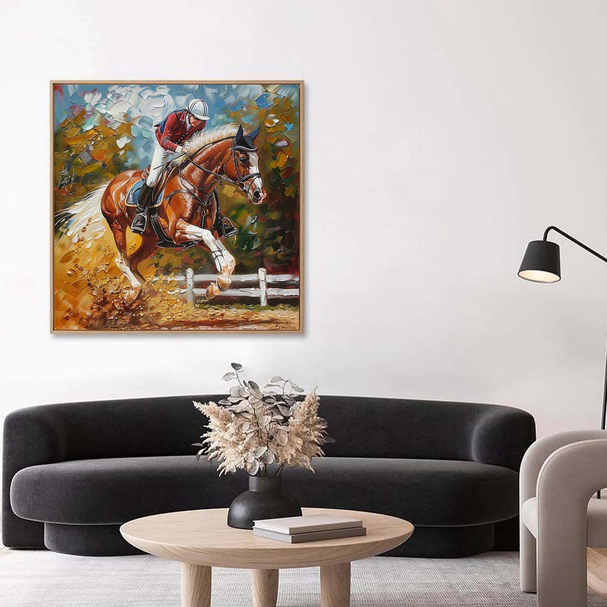 Equestrian Show Jumping 3D Impasto Painting