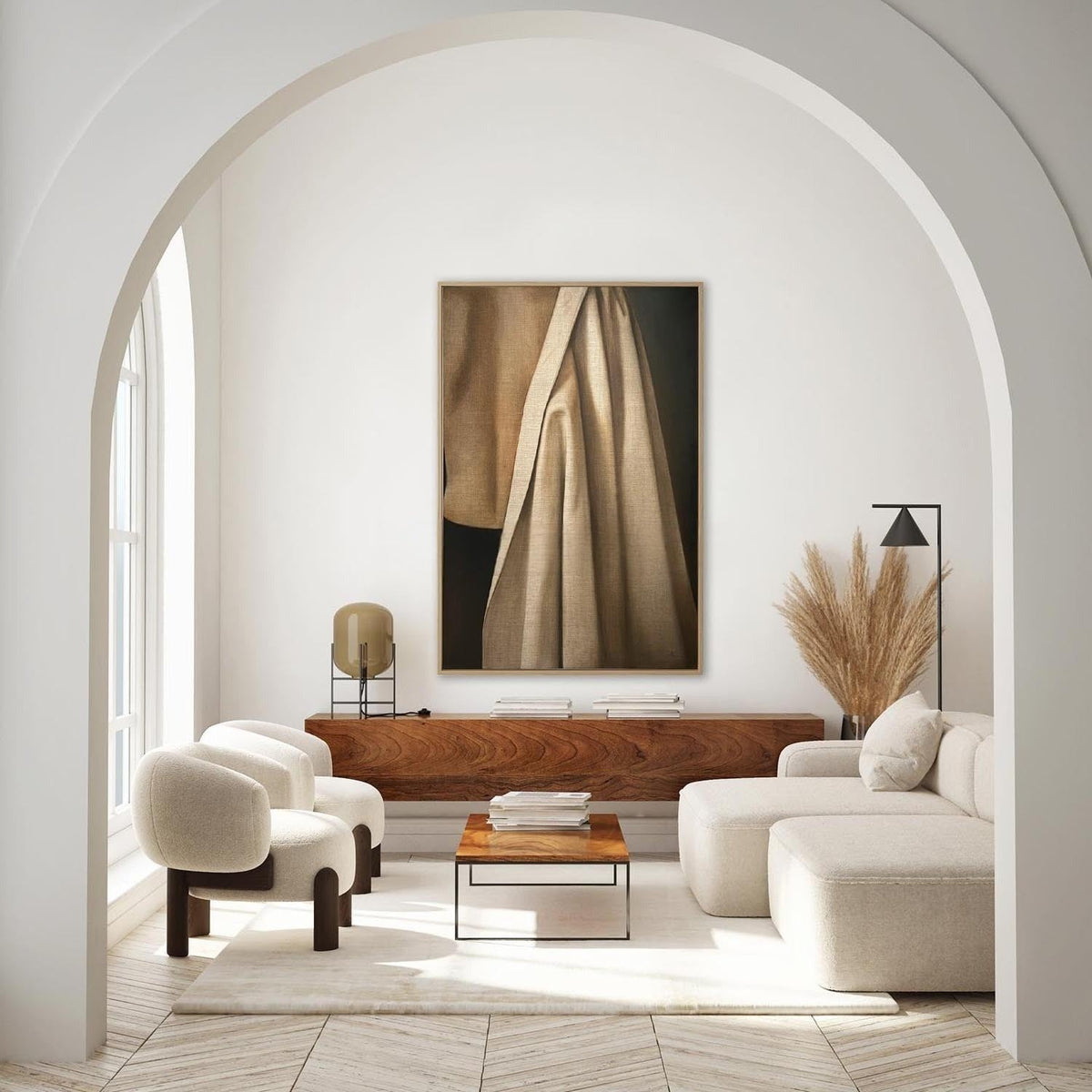Wall Art Elegant Textured Linen Drape