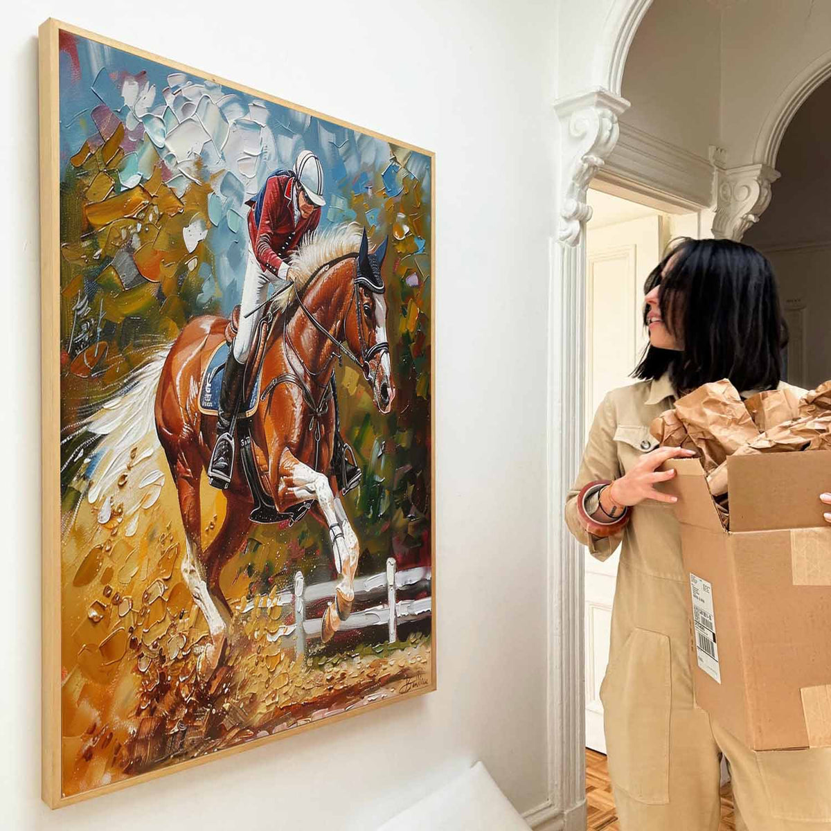 Equestrian Show Jumping 3D Impasto Painting