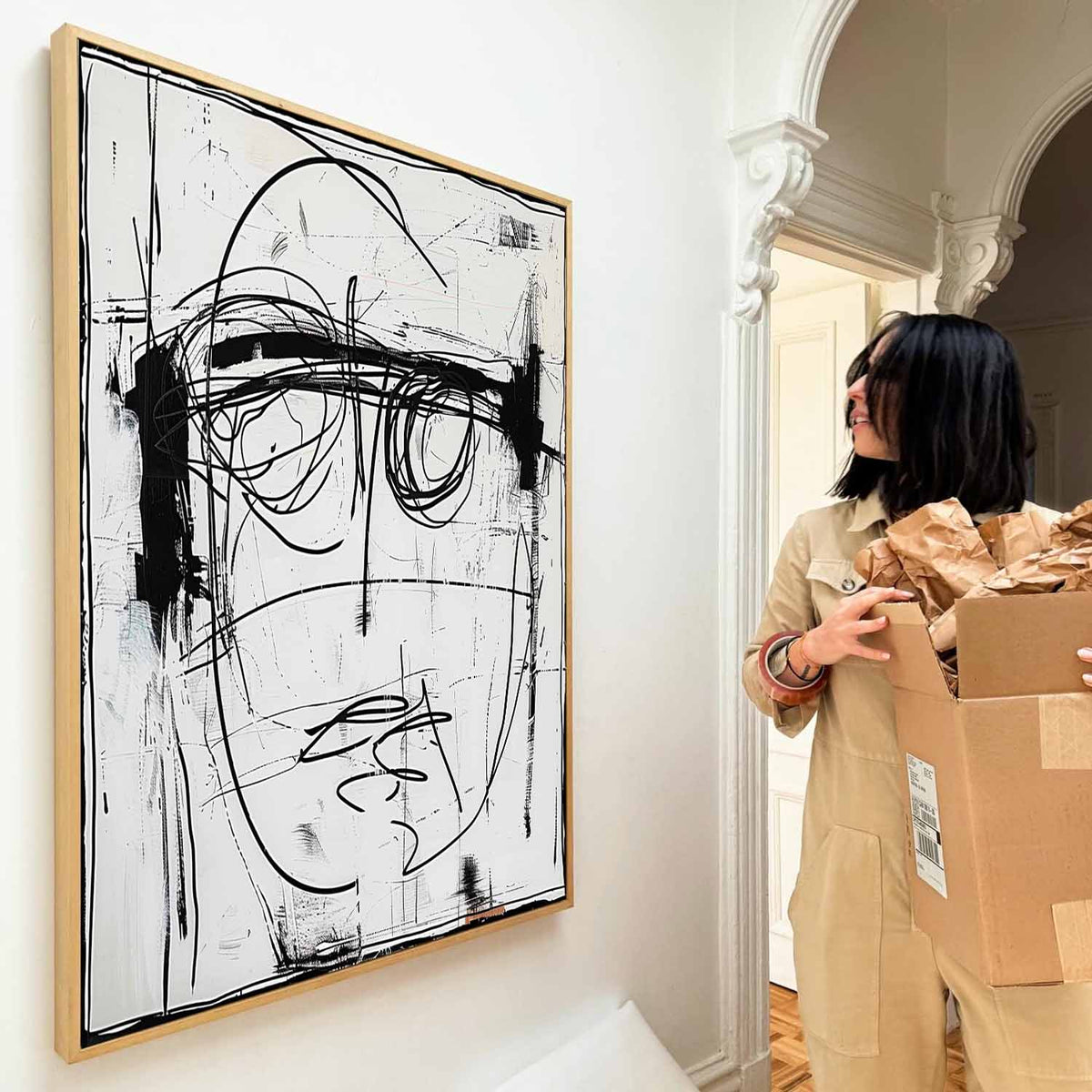 Abstract Expressionist Black White Face Painting