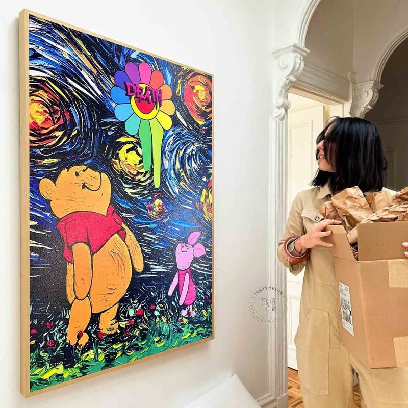 Pop Art Winnie the Pooh Starry Night Vertical