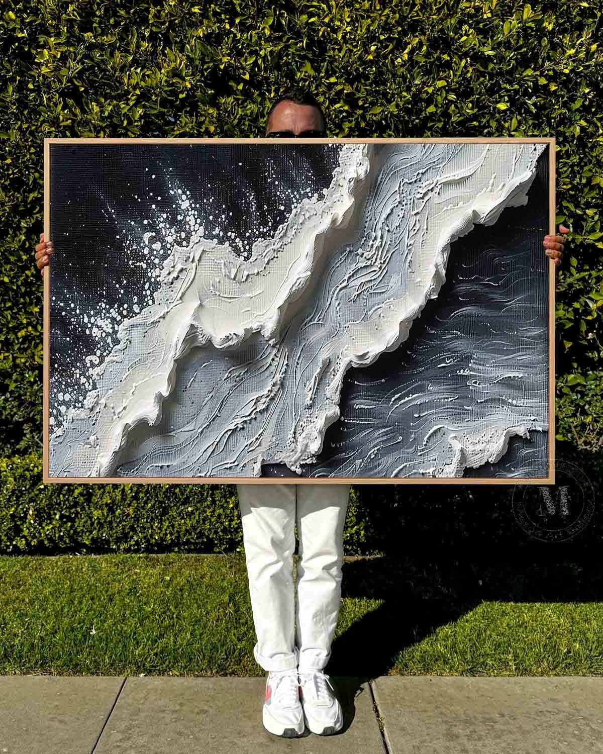 Wall Art Impressionist 3D Ocean Wave Black