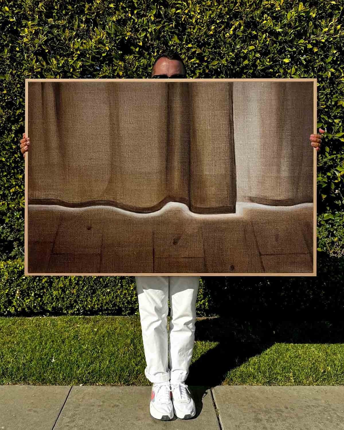 Wall Art Minimalist Textured Linen Curtain