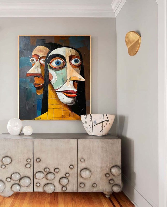 Wall Art Vertical Cubist Double Portrait