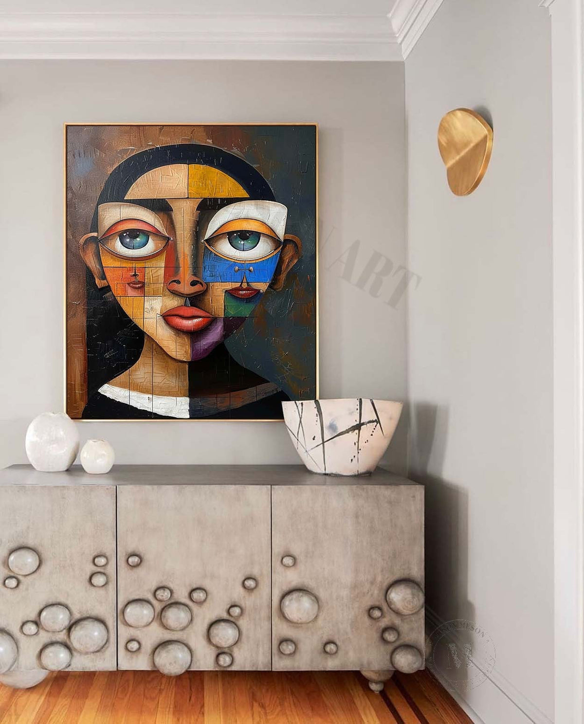 Wall Art Vertical Cubist Portrait Geometric