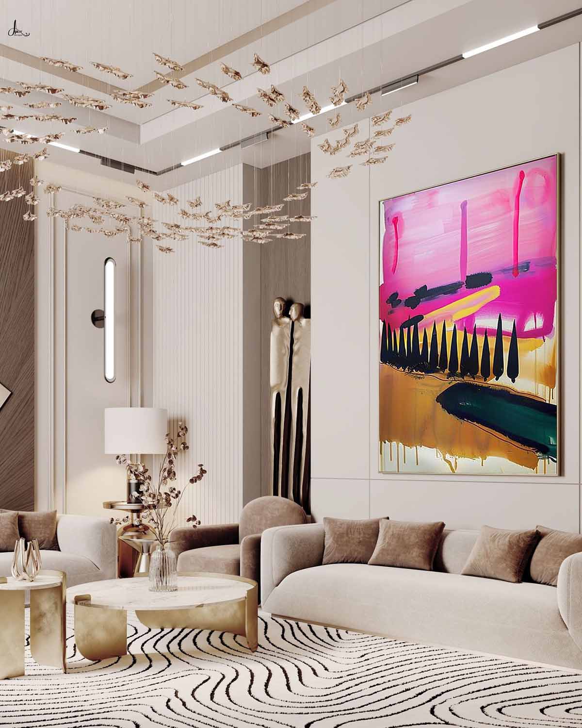 Wall Art Square Abstract Landscape Vibrant