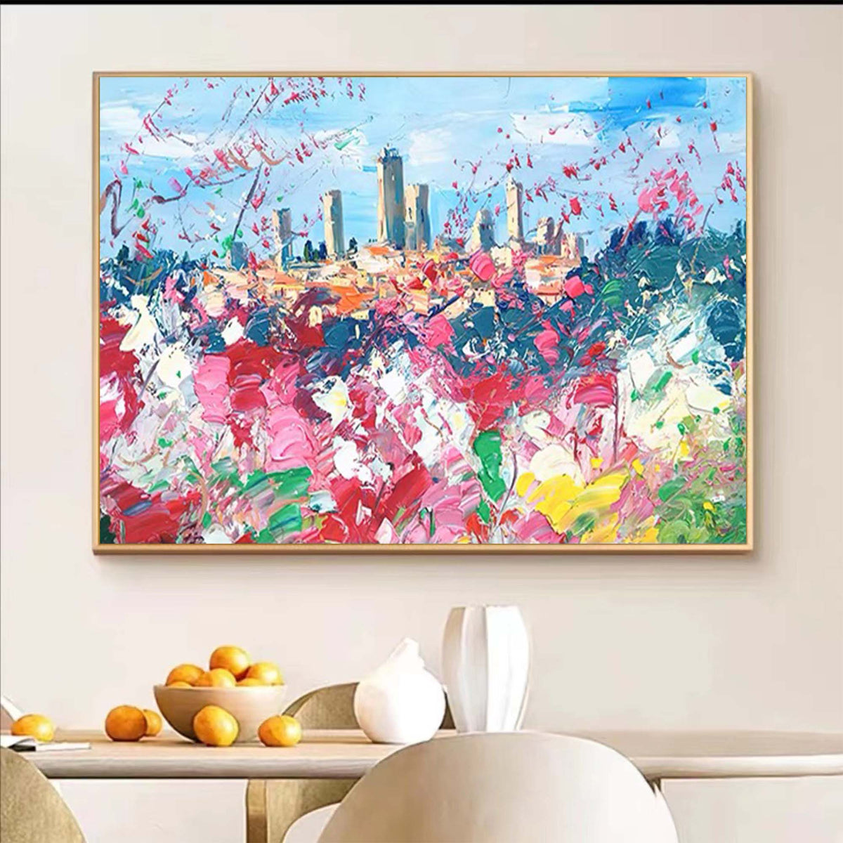 Floral Impressionist Cityscape Oil Painting