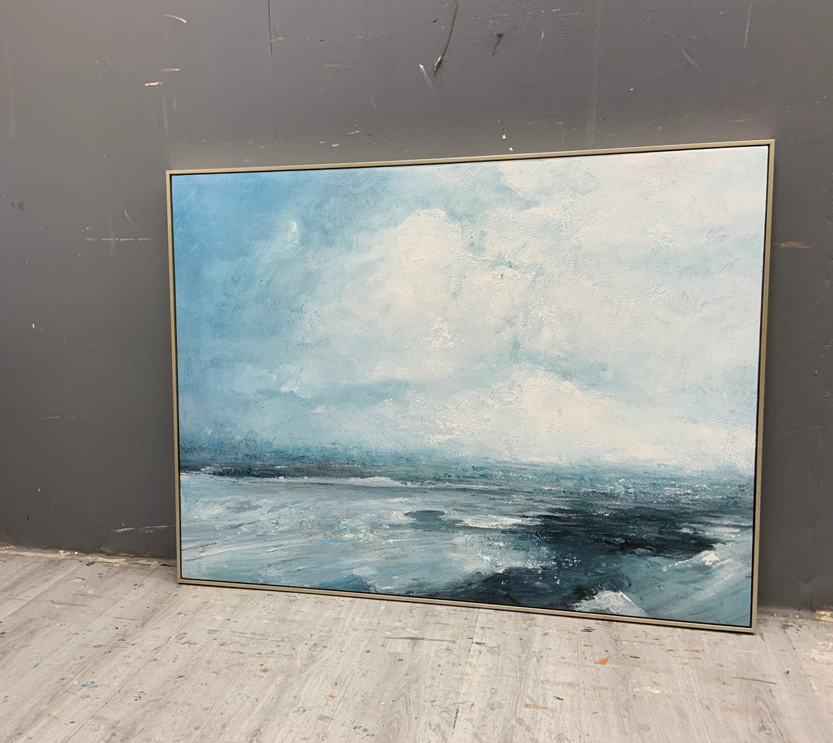 Blue Grey Abstract Coastal Painting