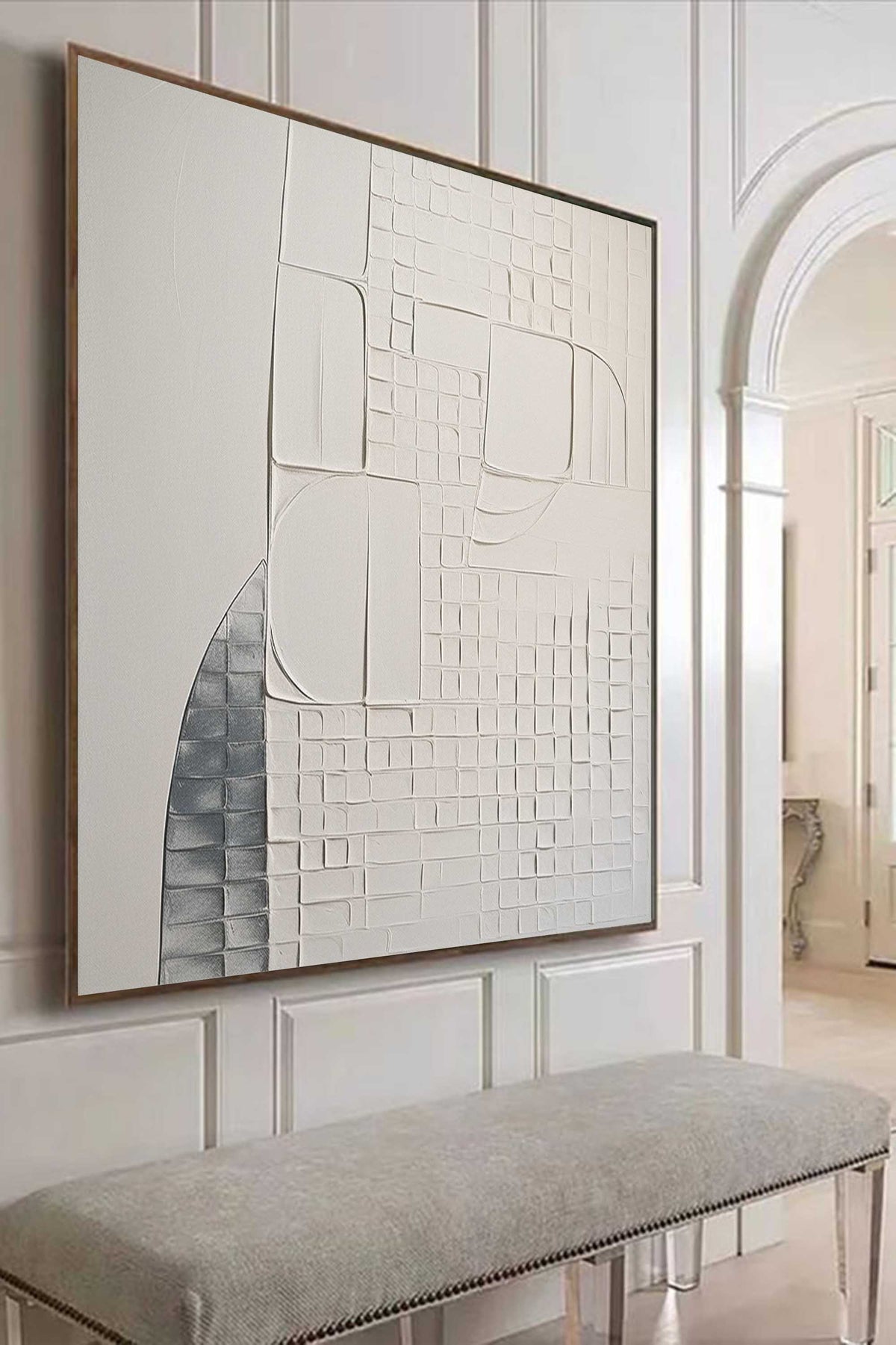 Minimalist Geometric Bas-Relief Painting