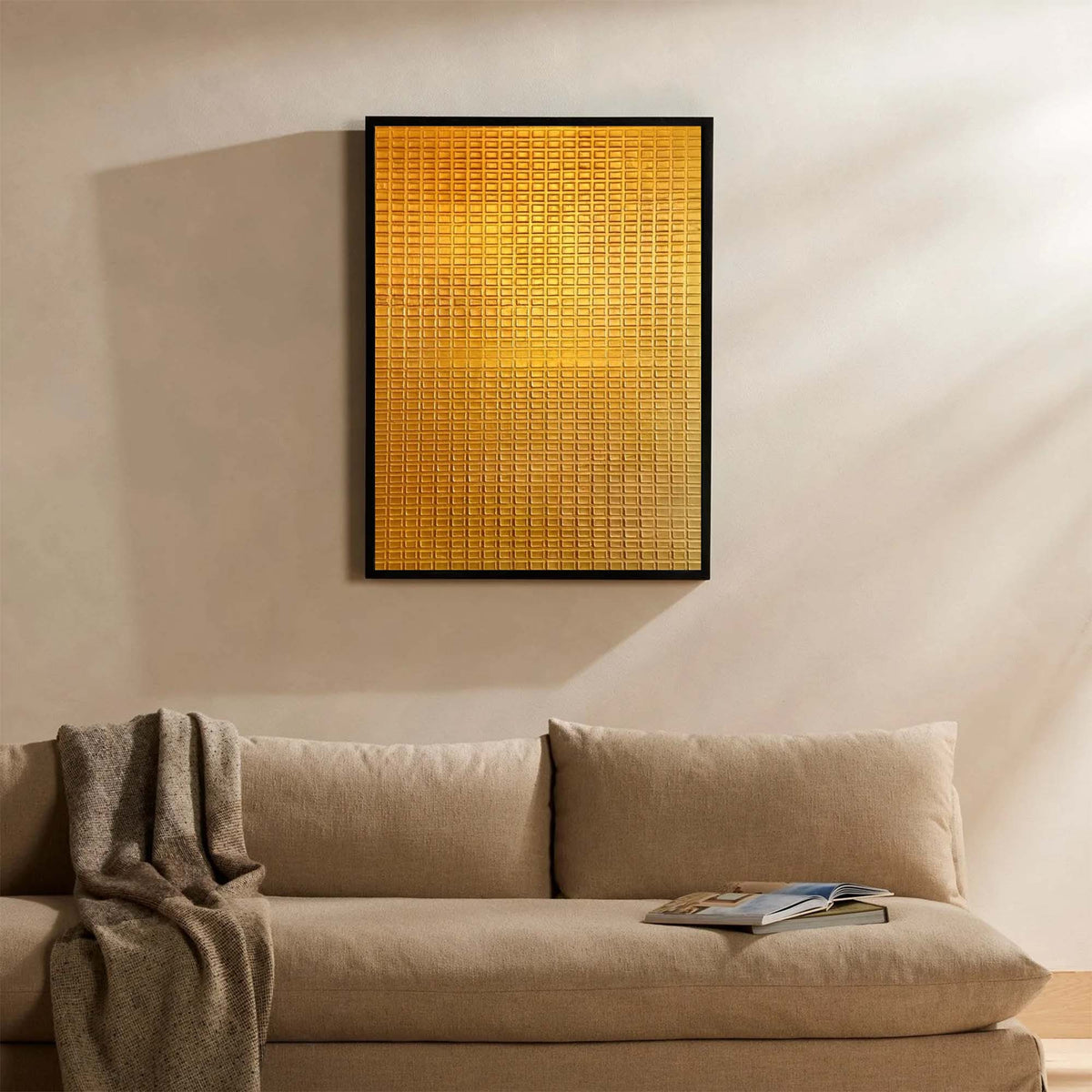 Golden Grid Texture Canvas Wall Art