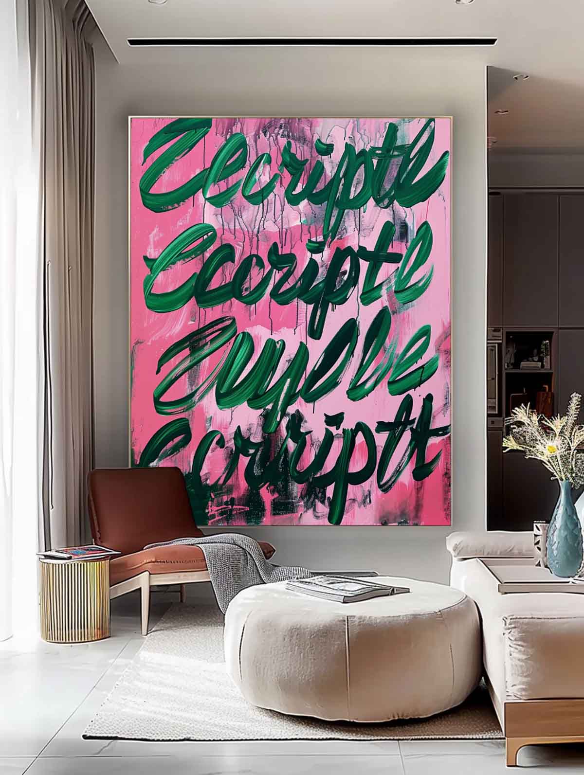 Bold Graffiti Style Abstract Oil Painting