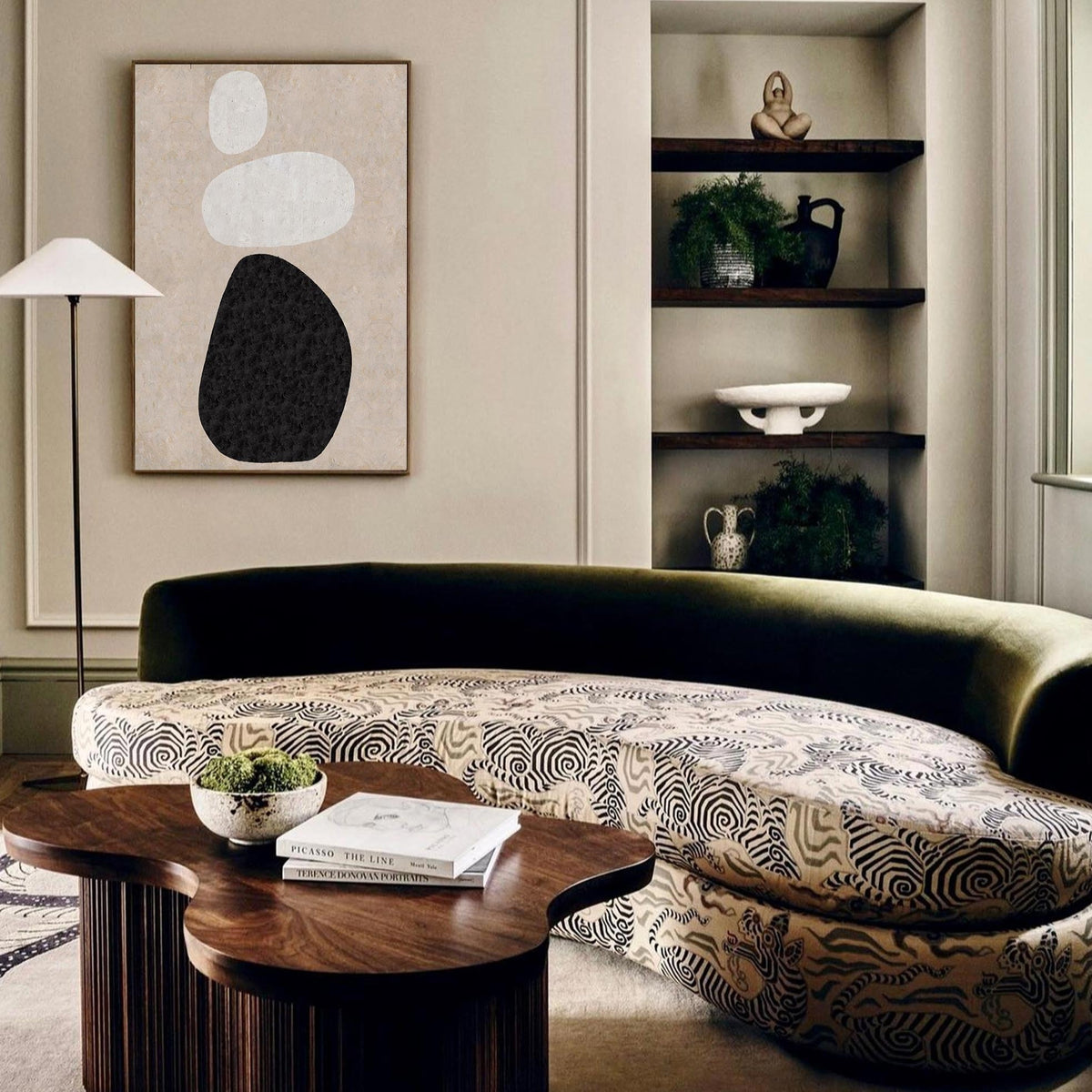 Stone‑Shaped Silhouette Abstract Hand‑Painted Matte Textured Artwork